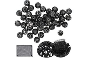 GIAK Bio kulki filtrujące do akwarium, bio kulki, porowate do filtrowania, czyszczenie, akwarium, stawu, wodospadu, materiał filtrujący do filtrów zewnętrznych EX 100 sztuk (z workami filtracyjnymi do akwarium)