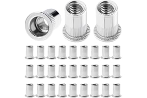 Moendergo 100PCS Dado a rivetto M6 Dadi in acciaio inox rivetto Inserto filettato Nutsert Rivnuts Testa piatta filettato rivetto Nutsert Cap (M6)