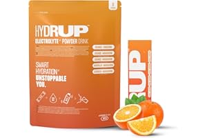 HYDRUP - Elettroliti Senza Zucchero in Polvere 1733 mg - Idratazione con Vitamine B e C - Gusto Arancia - Pacchetto Richiudibile con 6 Bustine da 14 Grammi - Senza Glutine e Senza Lattosio