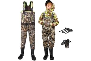 HISEA Kids Chest Waders for Toddler & Children Neoprene Youth Duck Hunting Waders for Kids Boys Girls with Insulated Boots