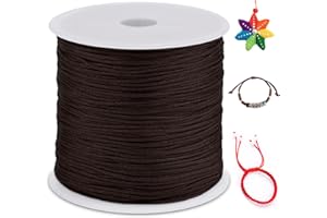 LEREATI Cola de Raton 0.8mm x 100m Cuerda Nylon Cordón de Satén Nailon, Hilo Macrame para Hacer Pulseras, Reborde, Joyería, Anudado Chino (Café)