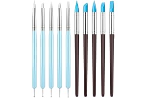 MOVSTRIKER 10Pcs Silicone Clay Sculpting Tools, Double-Ended Clay Modelling Tools Set Soft Rubber Tip Clay Carving Pen Rubber Paint Brush for Ceramic Pottery Sculpture Fondant Craft