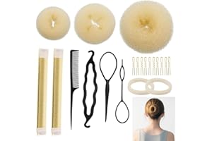 UTXN 21-teiliges Haar-Dutt-Maker-Set – Duttkissen & Styling-Werkzeug für Damen, DIY Donut Dutt-Set für Ballett & Chignon, Haarschmuck für Mädchen und Frauen