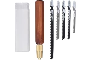 JEFFERGARDEN Seghetto Manuale con Impugnatura Esagonale in Palissandro, Kit Completo con 5 Lame per Lavorazione Legno di Precisione