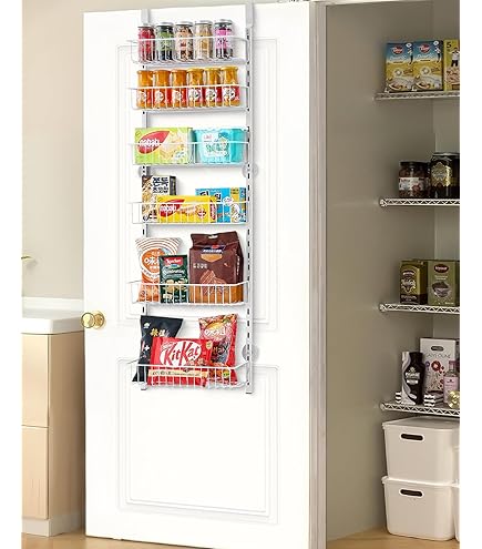 Moforoco Wit Over de Deur Pantry Organisatoren en Opslag, Opknoping Kan Keuken Mand Organisatie, Muur Kruidenrek Achter Kast Deur Kruiden Planken, Achterkant van Thuis Badkamer Slaapkamer Deur