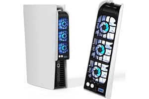 NEWDERY Cooling Fan for PS5 Accessories, Upgraded Quiet Cooler Fan, Automatic Temperature-Adjustable Speed, Dynamic RGB Light, Fit for Playstation 5 Disc & Digital Edition, Not for Ps5 Slim/Pro