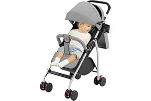 WILLONIN Poussette canne compacte,avec position allongée,de la naissance à 4 ans (Jusqu’à 25 kg), canapé, avec moustiquaire, porte-gobelet,GRIS