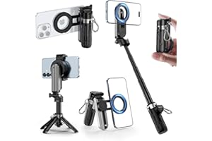 CloudValley Trípode Selfie 4 en 1 para Smartphone – Mini Palo Selfie Portátil con Mando Bluetooth, Soporte para Teléfono iPhone/Android, Rotación 360°, Trípode Compacto para Foto/Vídeo