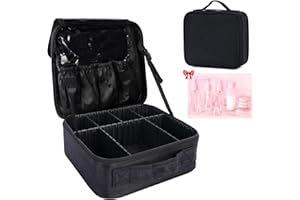 TAVADA Torba na Kosmetyki,Profesjonalna Kosmetyczka na Przybory,Torba do Makijażu Damska,Podróżna Walizka na Kosmetyki,Podrozna Torebka Kosmetyczna z Lusterkiem z Regulowanymi Przegrodami