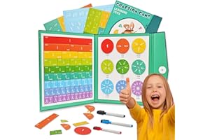 GOTFUN Magnetic Fraction Educational Puzzle, Magnetic Fraction Puzzle Set for Children, Magnetic Score Disk Demonstrator, Montessori Magnetic Book for Children With 3 magnetic erasable colored markers