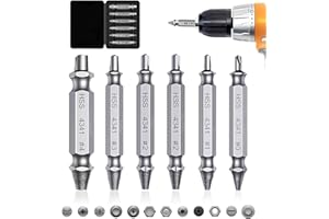 CeyMlem Extractor De Tornillos Dañados,Extractor De Tornillos Espanados,Juego De Herramientas Para Extracción De Pernos 6 Piezas,De Extensión Y Adaptador Para Quitar Tornillos Pelados/Rotos