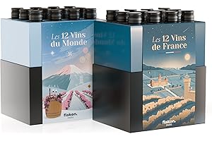 FLAKON. FLAKON – Calendrier de l’Avent – Coffret Dégustation Vin Homme – 24 Vins de France et du Monde – Expérience Œnologique Unique et Cadeau parfait pour les Fêtes