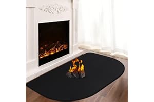 KHONGOO Tapis de cheminée résistant au feu, 120 x 70 x 0,1 cm, tapis de cheminée ignifuge pour poêle à bois, cheminée, intérieur et extérieur, protège les sols des étincelles, noir