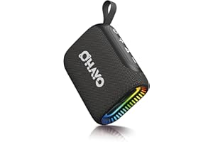 OHAYO Bluetooth Speaker Small with RGB Light, Music Box Bluetooth 5.3 with IPX7 Waterproof, 24H Battery, Stereo Pairing, Portable Mini Speaker for iPhone, Party, Garden, Black