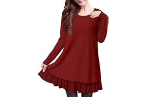 ZANZEA Women Jumper Knit Sweater Jumper Dress Long Tops Lace Hem Long Sleeve Tops Pullover Evening Party Bow Dress