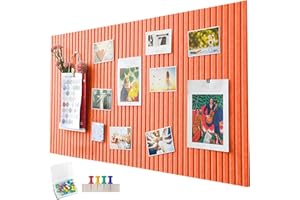 PENBINMALL 60 x 40cm große korkplatte große Pinnwand,dekorative korkwand aus Filz,0,9cm dick,faltbare Fototafel mit selbstklebendem Klebeband,filz selbstklebend visionboard,pinnadeln filz,Honig-Mandarine