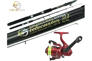 RODDARCH 6ft or 8ft Telescopic Carbon Fishing Rod & Reel Combo Travel Pike Stalking Fishing Kit