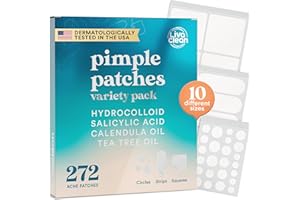 LivaClean 272 CT Pimple Patches Variety Pack w/Tea Tree Oil, Salicylic Acid & Calendula Oil - Pimple Patches Large, Large Acne Dressing for Face, XL Hydrocolloid Patch