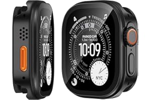 Suphart 3 in-1 Metal Cover Compatible with Apple Watch Ultra 3/2/1 Case 49mm for Women Men, Ultra-thin Lightweight Built-in Screen Protector for iWatch Ultra 3/2/1 49mm (Black)