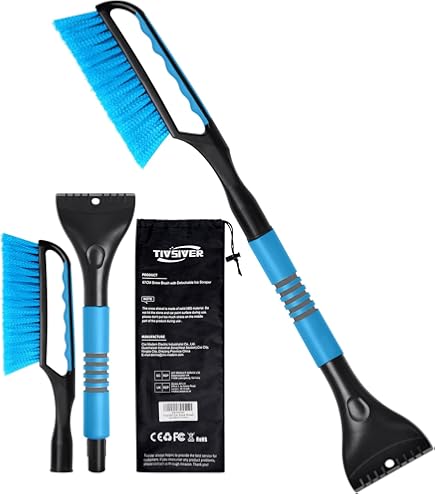 Qooloo Eiskratzer Auto 2in1 - Mit Schneebesen Und 360° Bürstenkopf Schwarz