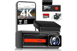 VEEMENT Dash Cam Front and Rear 4k & 1080P Car Camera Dash Cam with WiFi, Dual Dashcam with 1.47” Display, FHD Car Dash Camera with Night Vision, G-Sensor, App Control, 24-H Parking Mode, Free 32GB Card,