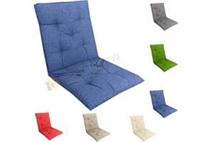 Home Tresor - Cuscino Sedia Cucina con Schienale | Cuscino Imbottito da Giardino Sedie Reclinabili e Poltrone, con Laccetti e Elastico Fissaggio, Coprisedia con Schienale Basso Made in Italy (Blu, 2)