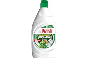 CLOVIN DR.PRAKTI dr.Prakti Detersivo per piatti a mano Menta + Kiwi, non irrita la pelle, concentrato ed efficace, 650 ml