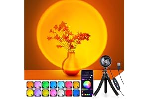 Cpeelsdo Sunset Lamp Projector with APP Control Multicolor Changing Led Lights for Room, 360 Degree Rotation Sunlight Lamp Set Mood Lighting Bedroom Decor Christmas Gifts Photography for Women