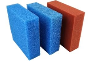 KOI- UND BONSAIPARK HERDECKE BioTec 5/10/30 Ersatzschwamm Sets passend für Oase Biotec Teichfilter/rote und Blaue Filterschwämme geschlitzt/Abmessung 25 x 25 x 8 cm/deutsche Qualität (Set Biotec 5/2 x blau 1 xrot)