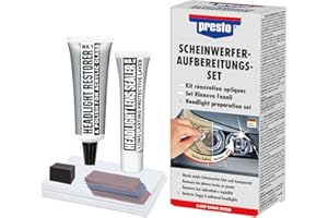presto Scheinwerfer-Aufbereitungs-Set, Komplettes Set zur Scheinwerferaufbereitung, für Auto & Motorrad, inkl. Politur, Entfernt Kratzer, UV-Schutz