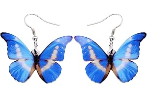 LONYOO Boucles d'oreilles Papillon en Acrylique Pendants d'oreilles Printemps été Bijoux Papillon Cadeaux pour Femme Filles Charms