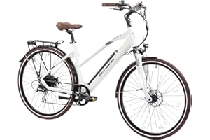 F.lli Schiano E-Voke 28 pulgadas bicicleta electrica , adulto bici eléctrica carreteraen color blanco/negro, ebike trekking mujer hombre , bicicletas electricas urbana con 250w motor y 36v bateria
