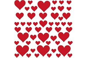 PREMYO 54 Corazones Pegatinas Pared Infantil - Vinilos Decorativos Habitación Bebé Niña - Fácil de Poner Rojo