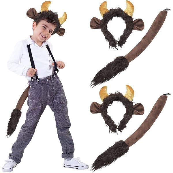 TOGEVAL Kuhhörner Stirnband - Mit Realistischen Ohren Für Kostümpartys