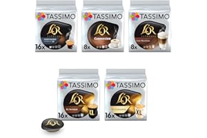 Tassimo, Assortiment de 64 Dosettes Café L'OR, Compatibles avec les machines, XL Classique/Intense, Espresso Fortissimo, Cappuccino, Latte Macchiato, Lot de 5 packs