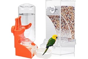 BORDEAG Comedero Automático Transparente para Pájaros con Bebedero - para Periquitos, Canarios y Pinzones