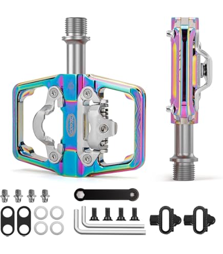 IMPALAPRO - Dubbele Functie Fiets Flat Pedalen en SPD Pedalen 9/16'' Compatibel met Shimano SPD - Dubbele Platform MTB-platte pedalen en SPD- pedalen zonder kliksysteem (Oranje