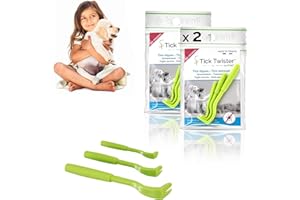 Tick Twister Tire Tique pour Chien, Chat et Humain - Retrait Facile, Rapide et sans Douleur – Pince à Tique avec Notice et Sachet pour Le Rangement - Fabriqué en France