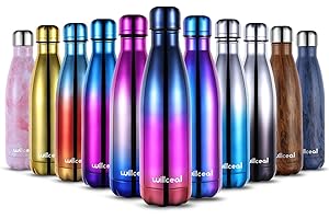 willceal Stainless Steel Double Wall Vacuum Insulated Water Bottles 500ml, Leak Proof Keep Cold and Hot Drinks Bottle for Outdoor Sports Camping (Red+Black)