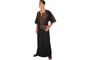 Egypt Bazar Moderner Herren-Kaftan Hauskleid, Farbe: schwarz/Gold