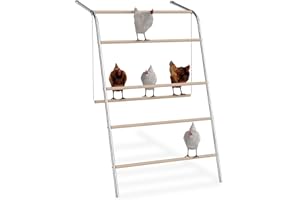 FIVMEN Schaukel für Hühner 5 Ebenen Holz Sitzstange Hühnerleiter Hühnerstange Hühnerspielzeug Spielplatz Hühner Zubehör für Hühnerstall Freilaufgehege