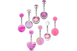 AceFun Belly Bars Belly Button Rings Butterfly Cubic Zircon Diamond Turquoise 14G 1.6mm 10mm 316L Stainless Steel Belly Rings Belly Button Piercing Jewellery Navel Ring Navel Bar Piercing Jewellery