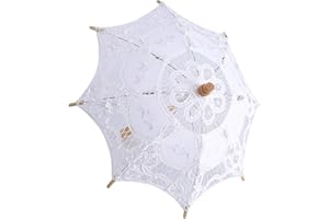 Miskall Parapluie en Dentelle, Lady Wedding Lace Umbrella Parasol Sun Umbrellas Party Bridal Photo Taking Decoration(S-Blanche)