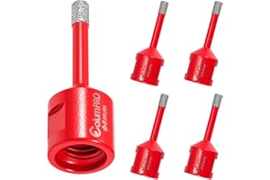 ColumPRO 5PCS 6mm Diamond Drill Bits, M14 Vacuum Brazed Dry Drilling Porcelain Tile Drill Bit for Ceramic, Marble, Hard Materials