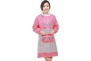 Gaf Nuncew Delantal de Cocina Mujer Impermeable con Manga Larga,Delantal Cocina con Bolsillos,Delantal De Mujer Larga Señora Housework,Delantal Antimanchas De Aseo para Mascotas