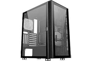 SaharaGaming P44 BLACK gaming tempered glasses case without fan & hub (W/O Fan, W/O Hub)