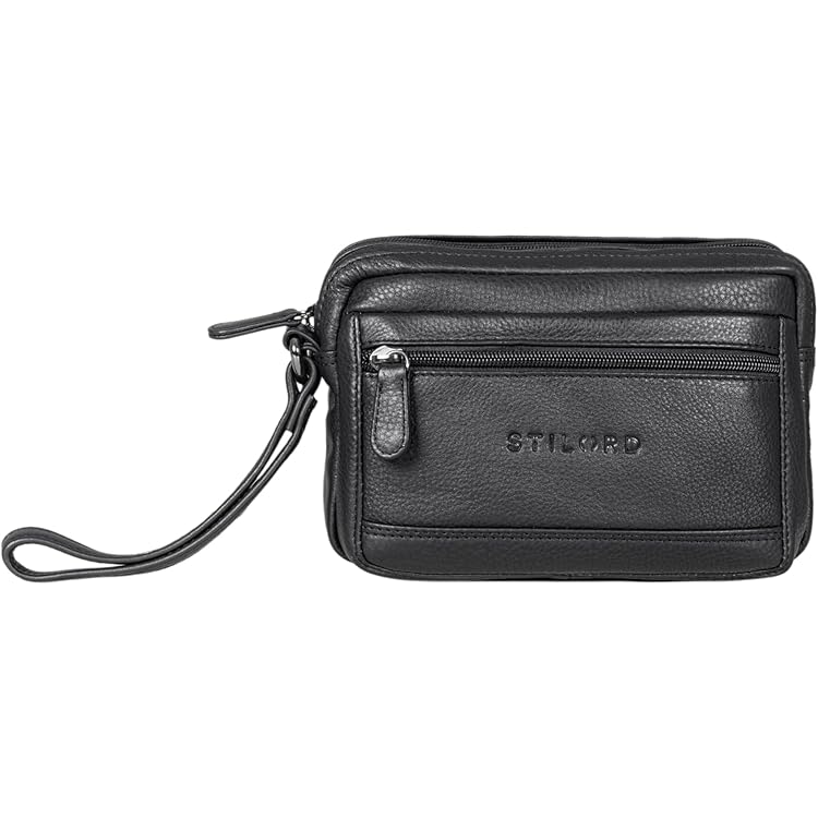 STILORD Nero herenpolstertas met dubbele kamer Vintage handtas voor 8,4 inch tabletten ideaal voor reisfeestelijke heren handtas echt leer