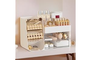 Dozesheep Large Makeup Organiser with Drawers, Cosmetics Organiser for Skincare Beauty, Make Up Organiser Storage Box with Cover, Multi-Layer Skincare Organiser for Vanity, Bathroom & Dressing Table