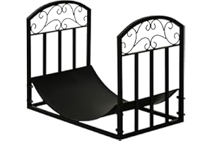 Outsunny Range bûches Porte-bûches range rack à bûches support étagère à bois de cheminée charge max. 60 kg dim. 60,5L x 36l x 46,5H cm métal époxy noir