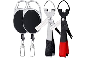 MaoXinTek Angelschnur Nipper, 4 in 1 Fly Angeln Knot Tying Tool, Multifunktional Fishing Line Clippers mit Zinger Retractor Combo Fischen Knoten Binden Werkzeug